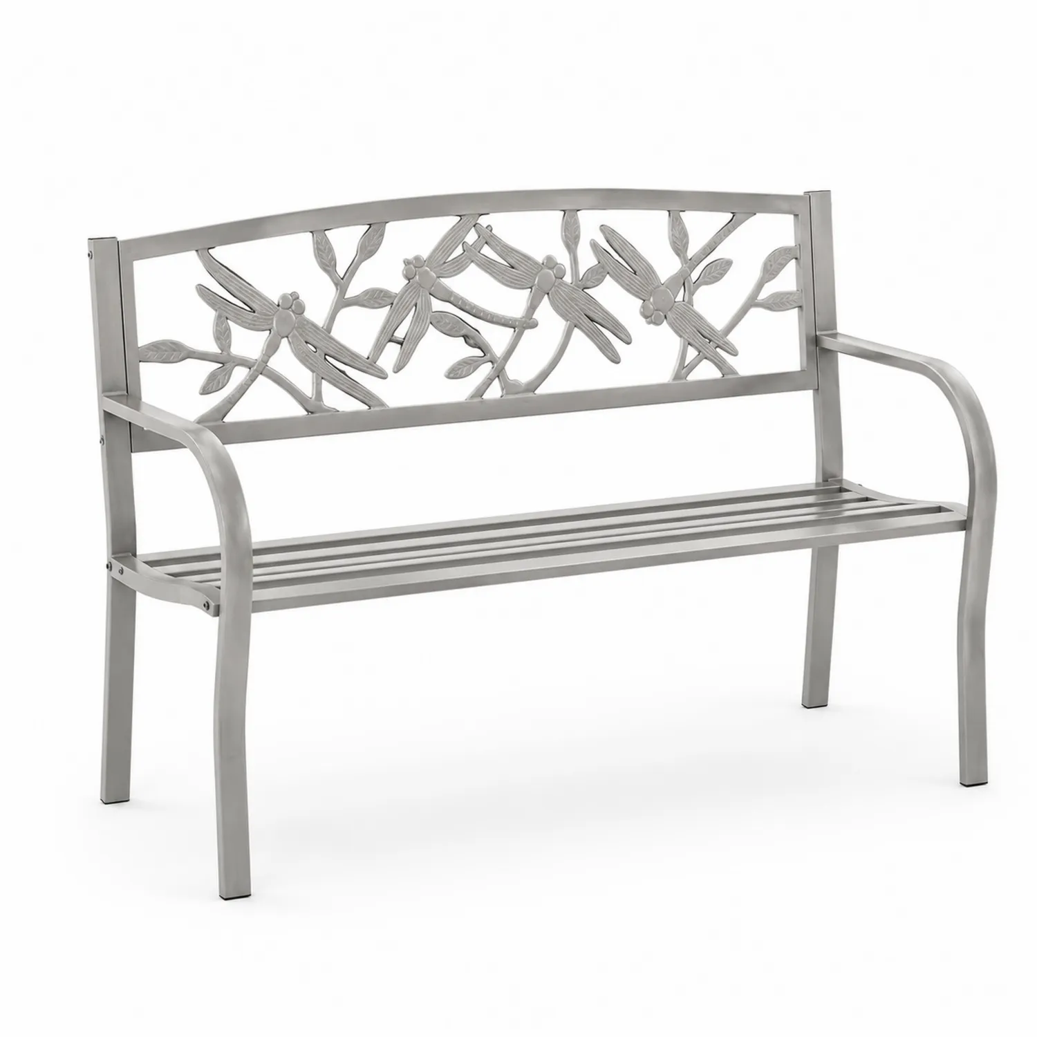 Panchina da giardino in alluminio con schienale decorativo 125 cm