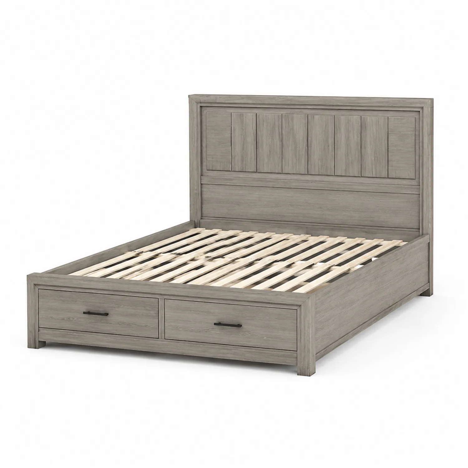 Letto matrimoniale in legno con cassetti Grigio