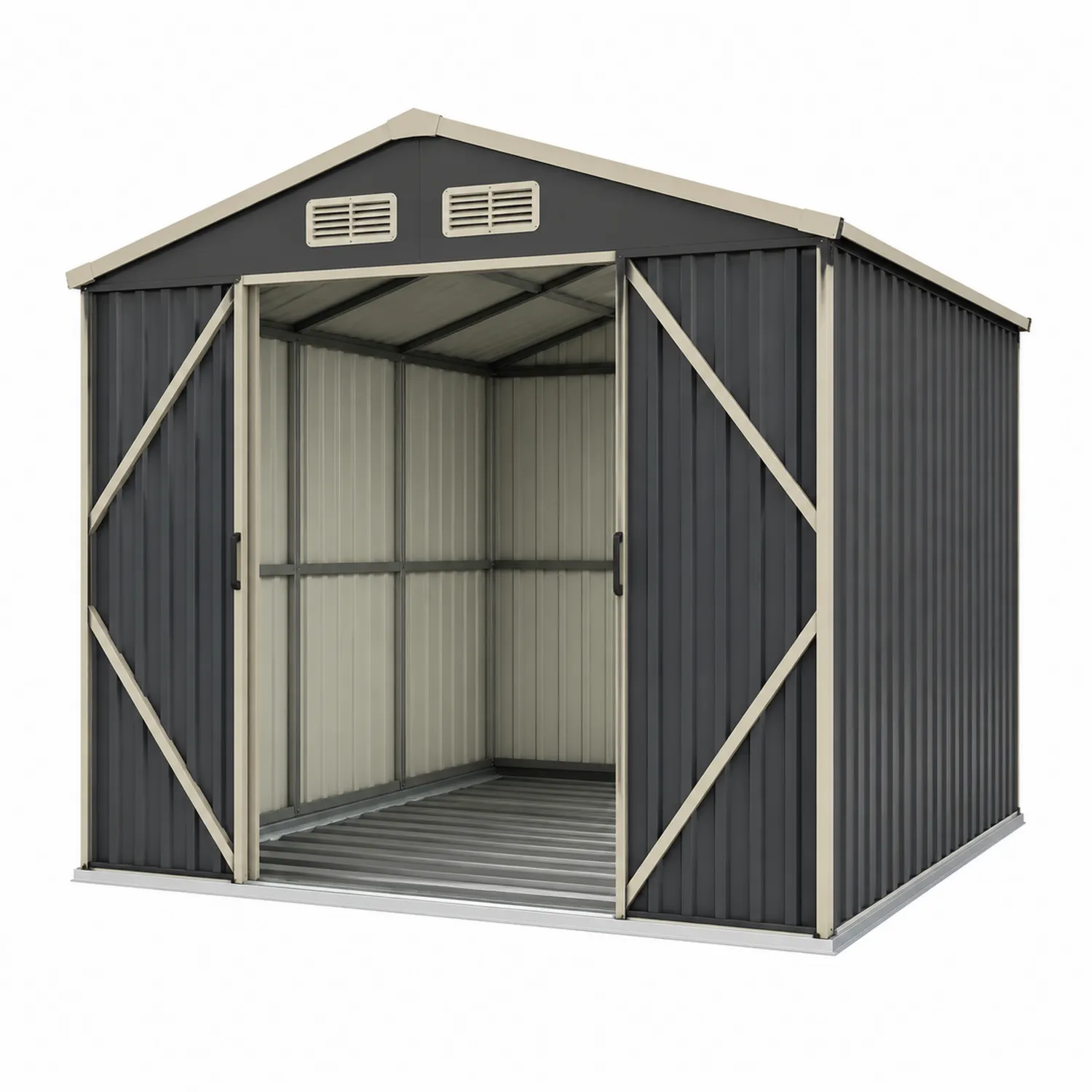 Capanno in acciaio zincato grigio scuro 213x127x185 cm