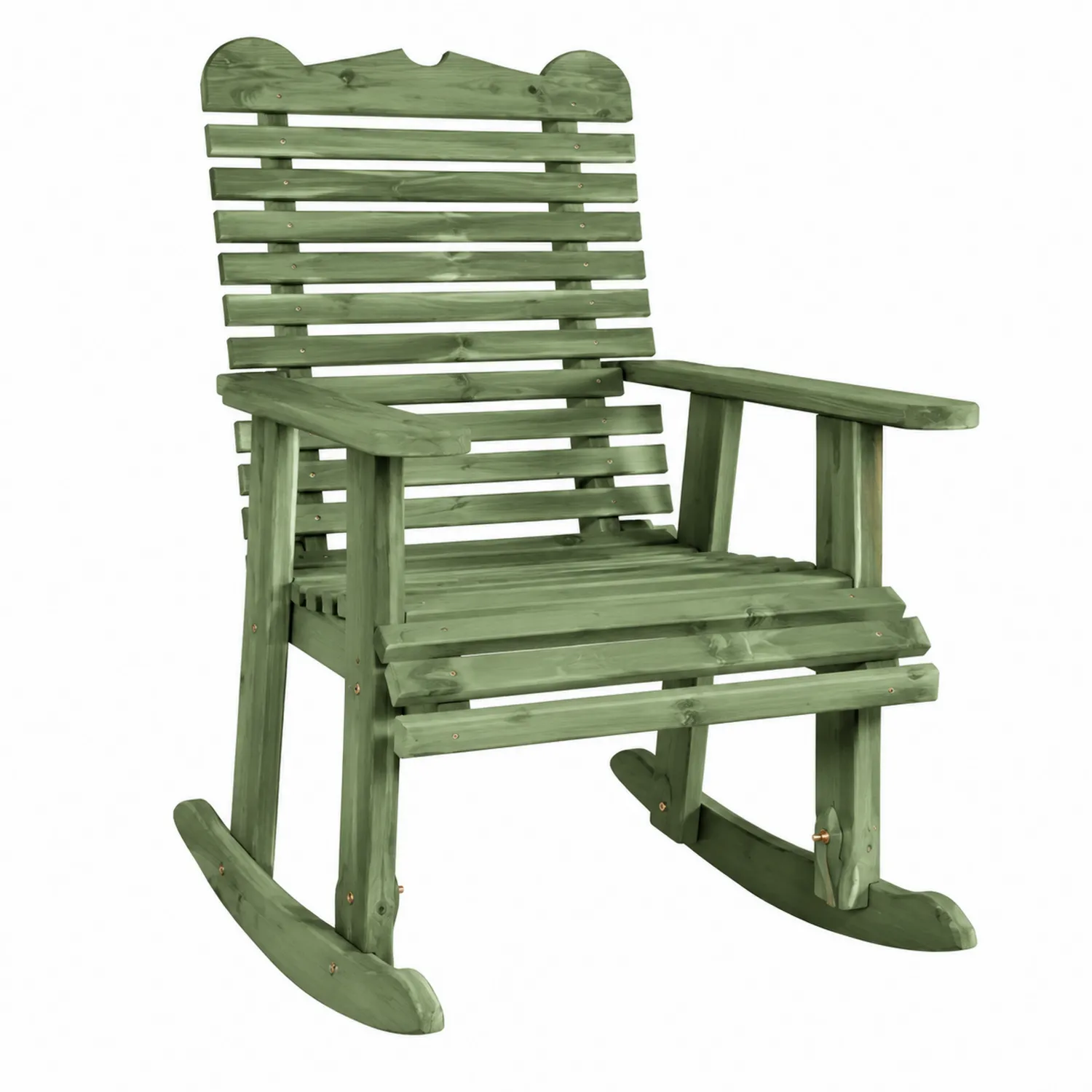Sedia a dondolo in legno di pino verde