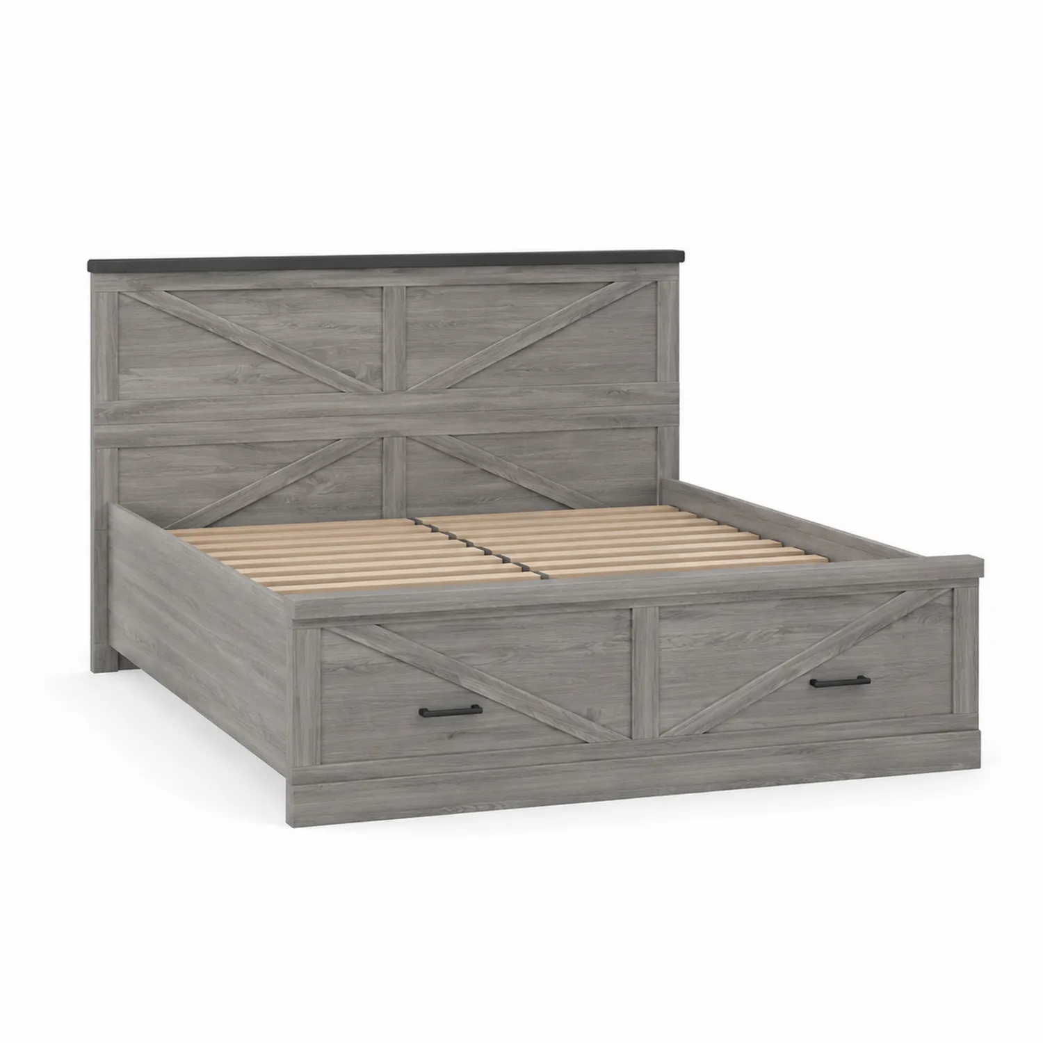 Letto contenitore matrimoniale in legno con cassetti e testiera, 200x160 cm