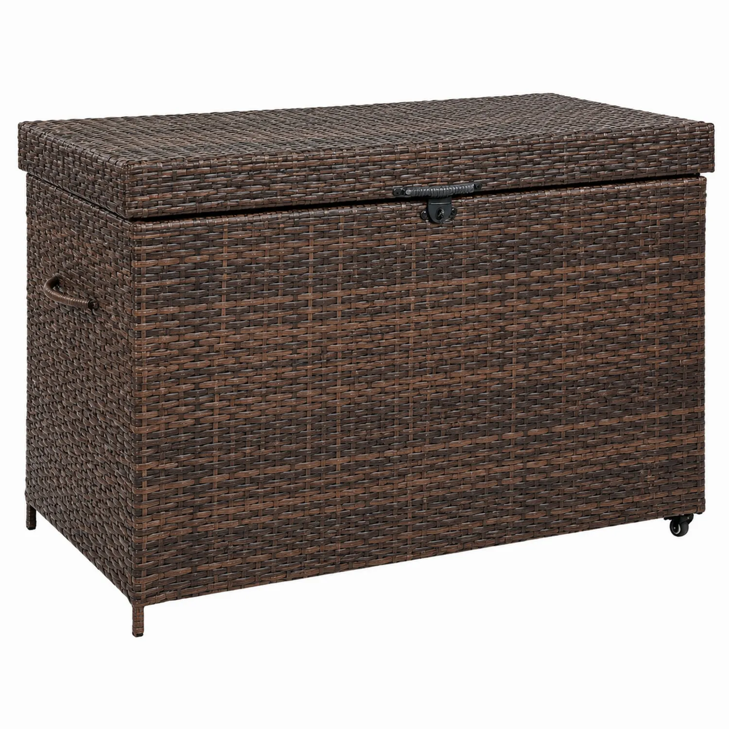Contenitore rettangolare in polyrattan con ruote 120x60x50 cm