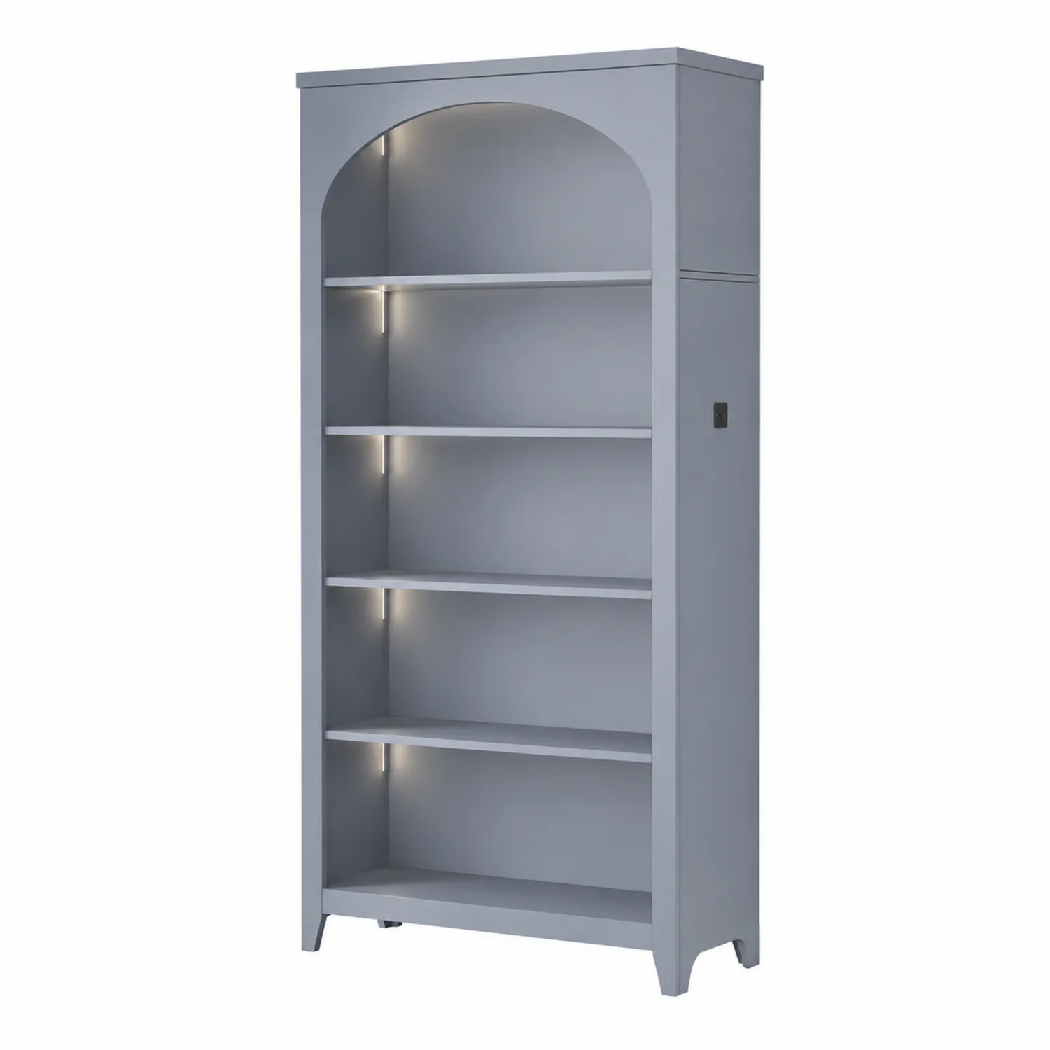 Libreria in Legno MDF con LED Grigio 80x35x200 cm