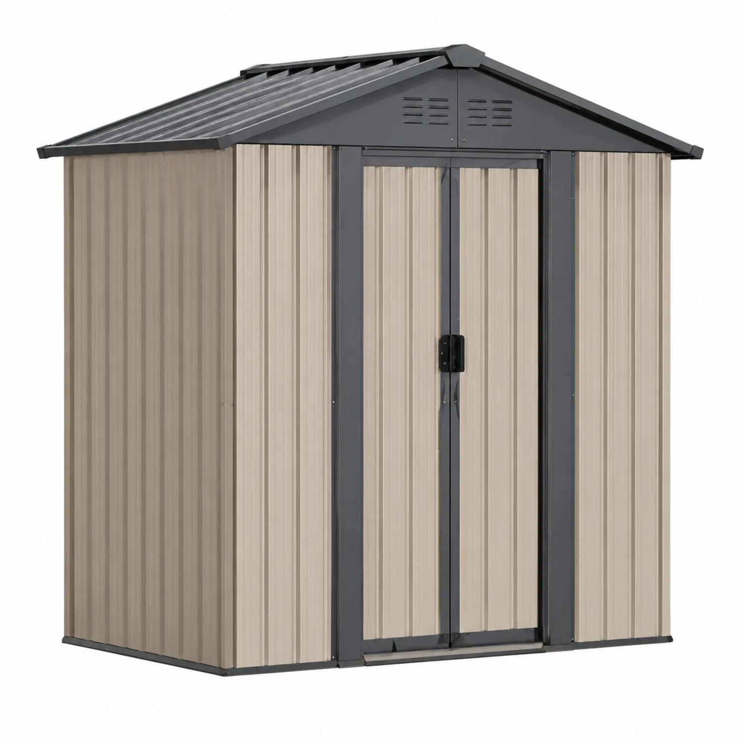 Capanno in Metallo Beige e Nero 213x130x185 cm
