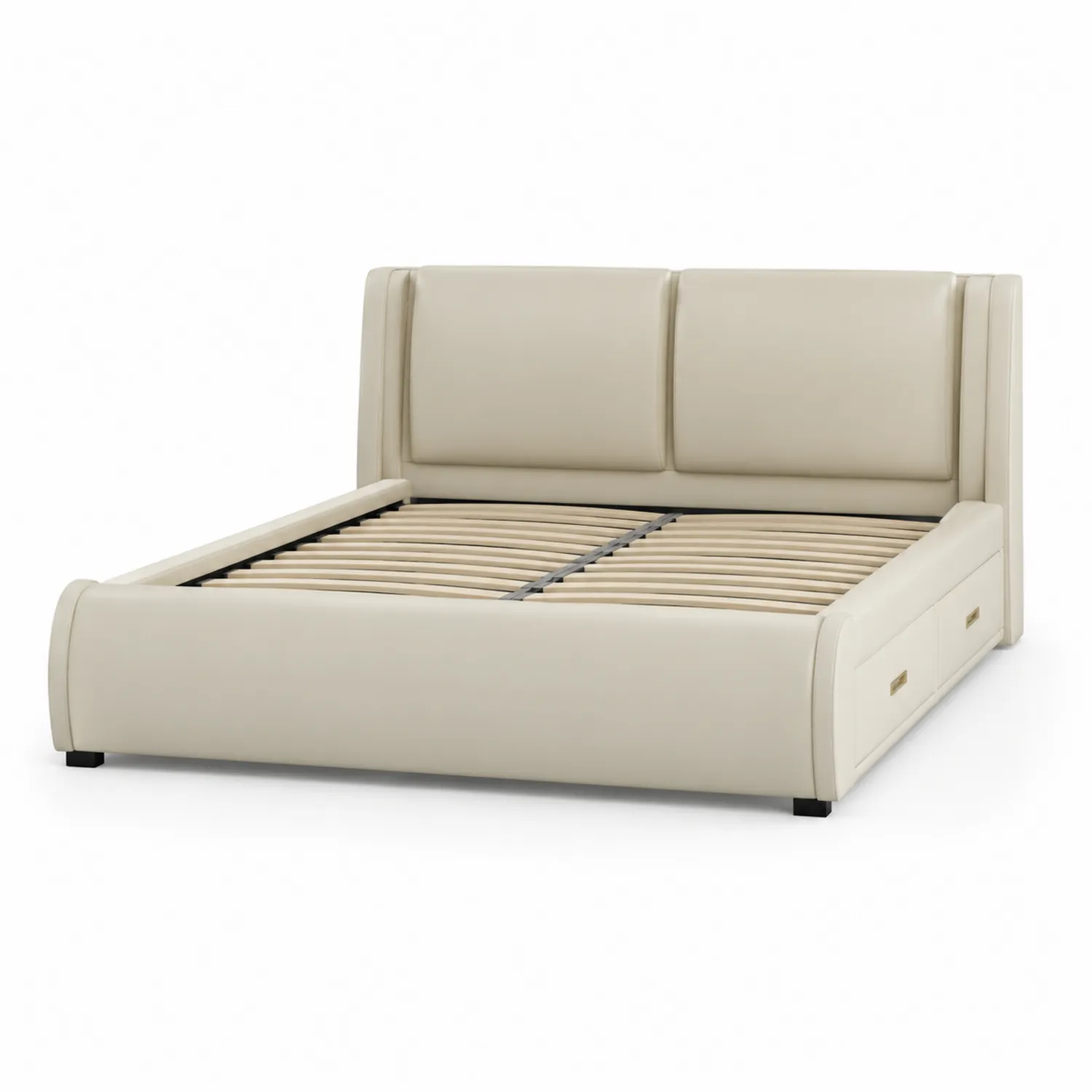 Letto matrimoniale in ecopelle con cassetti
