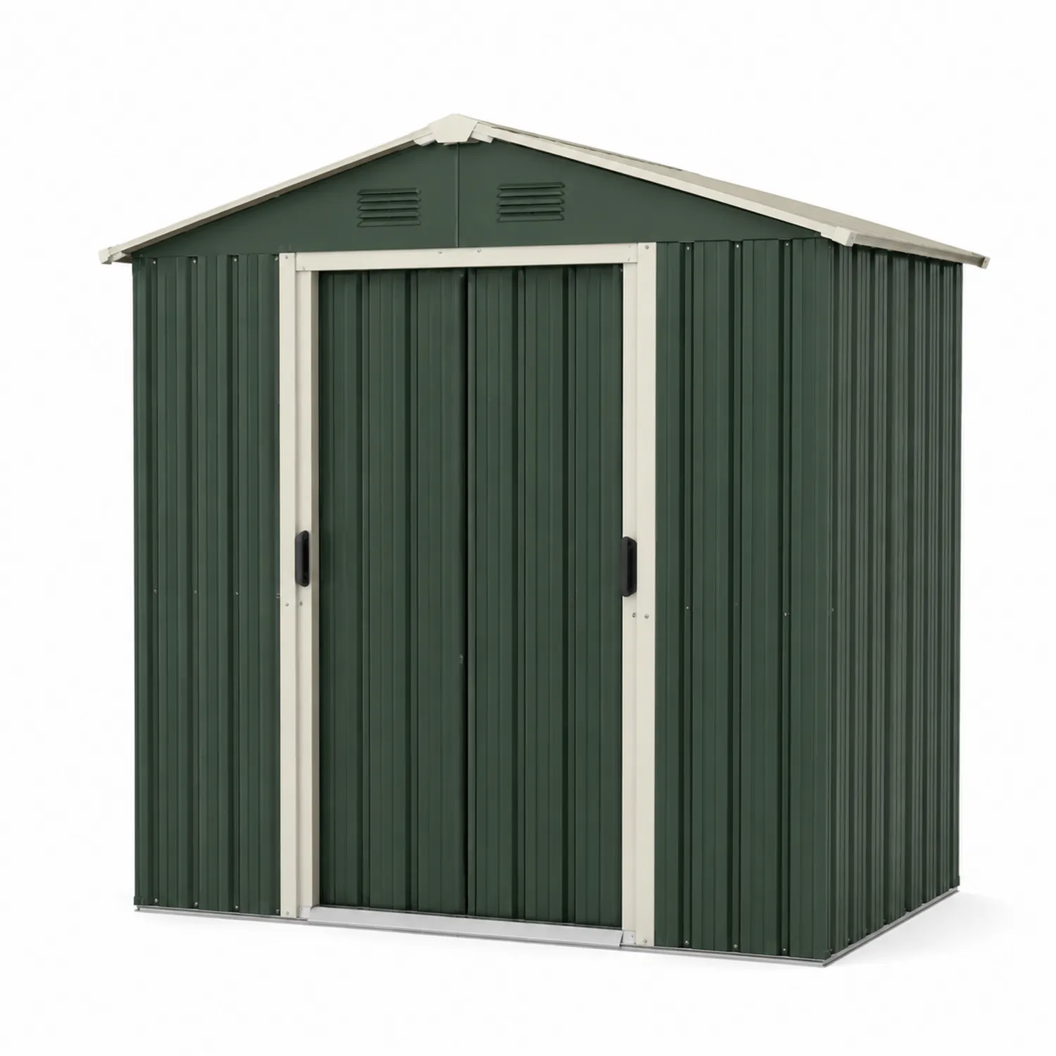 Capanno in metallo verde con porte scorrevoli 213 x 127 x 185 cm