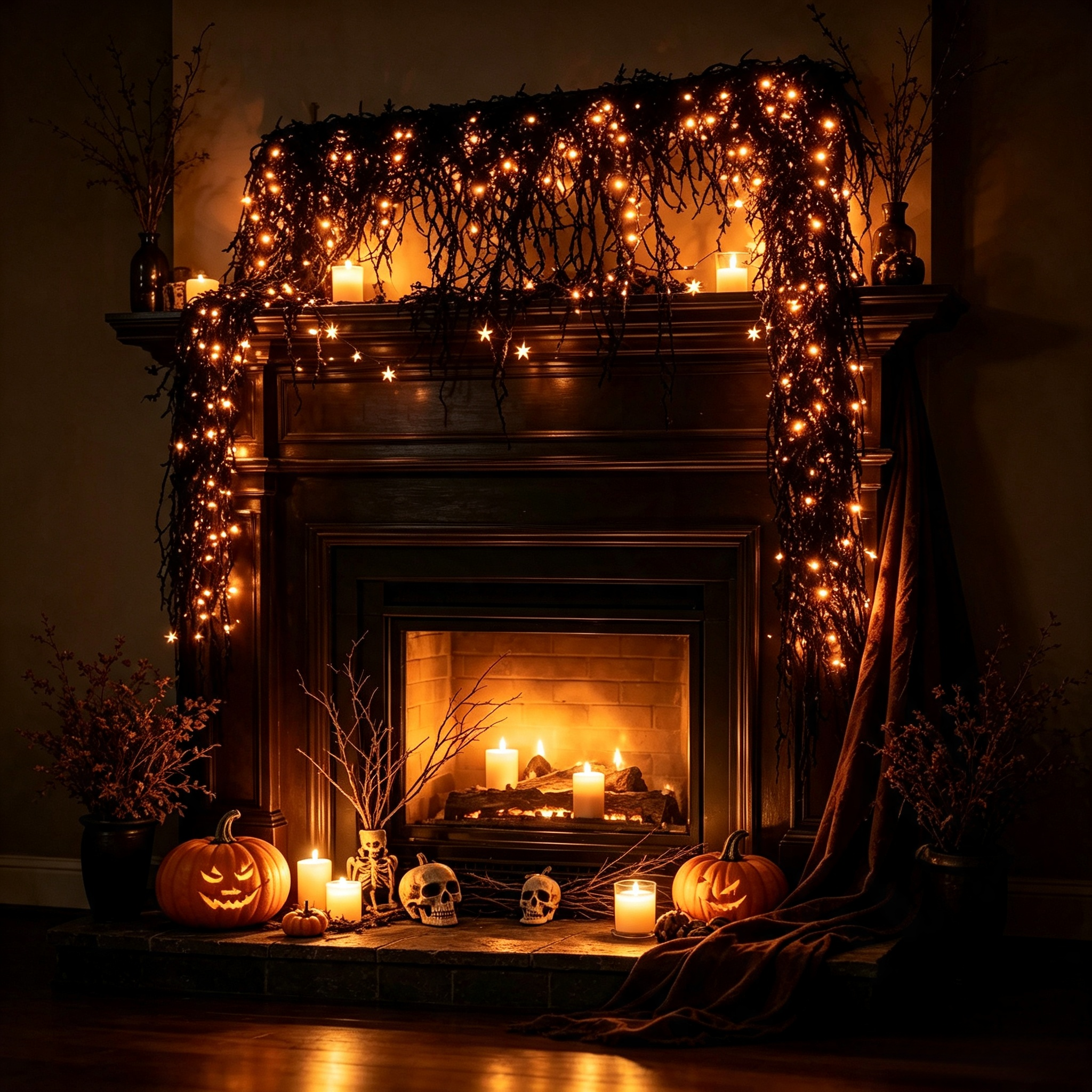 🎃 Spooky Chic: Halloween Fireplace Decor Set 👻
