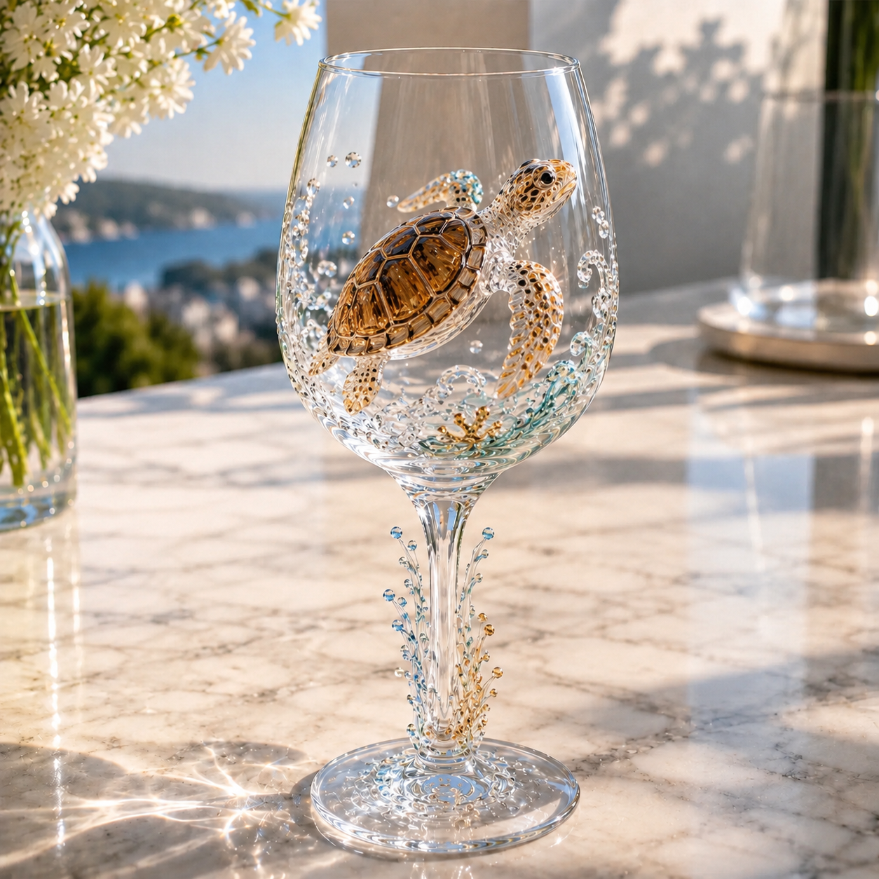 🌊Ocean Treasures Handcrafted 3D Sea Life Wine Glass Collection | Ocean‑Themed Handmade Wine Glasses Set