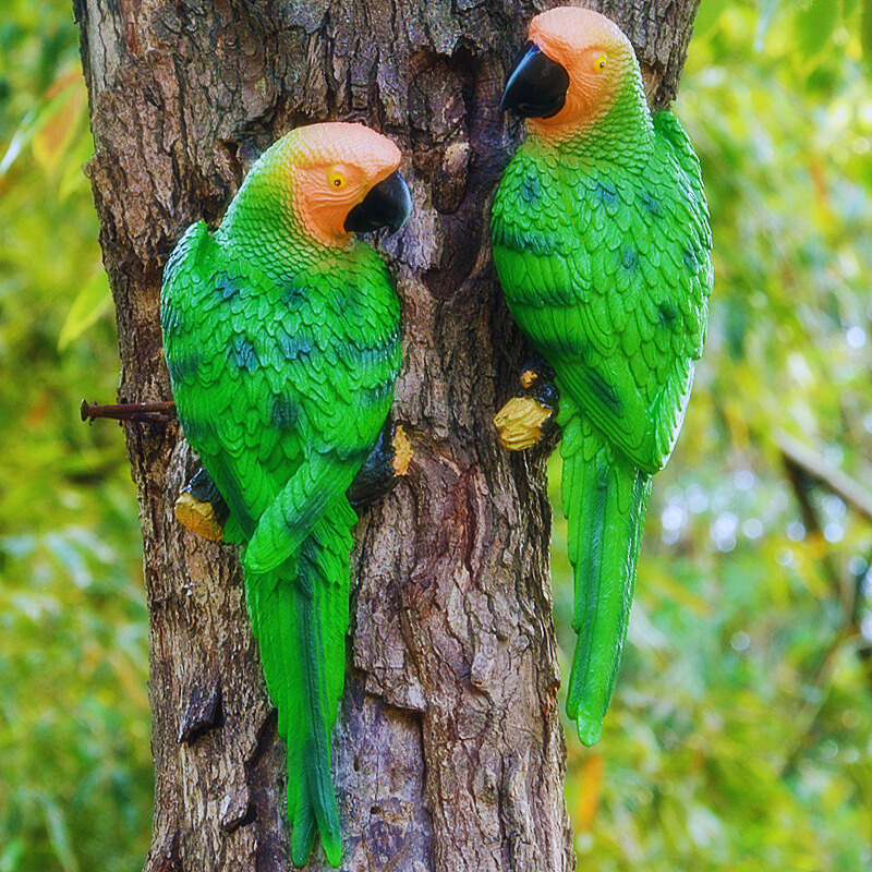 Handmade Resin Parrot Outdoor Garden Statue – Realistic Tropical Bird Decor