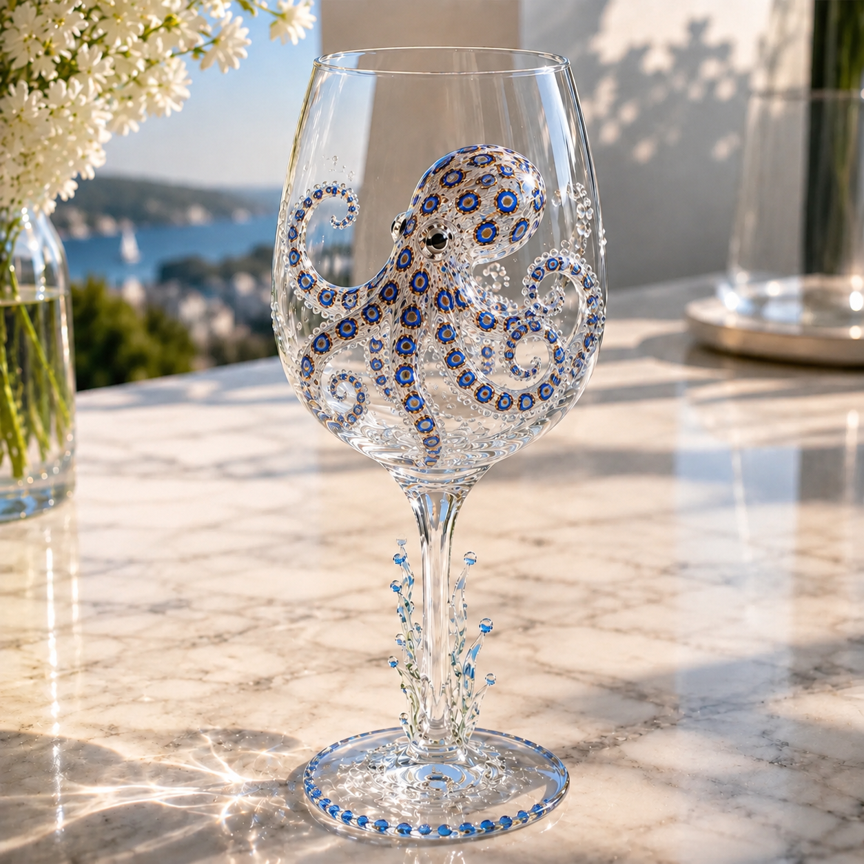 🌊Ocean Treasures Handcrafted 3D Sea Life Wine Glass Collection | Ocean‑Themed Handmade Wine Glasses Set