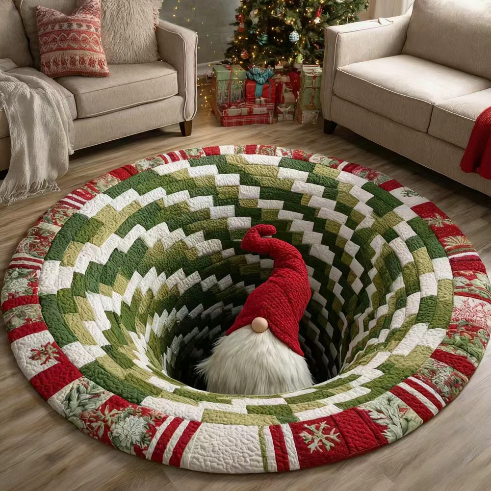 🎅Christmas Eve-themed 3D Quilted Round Mat🎄