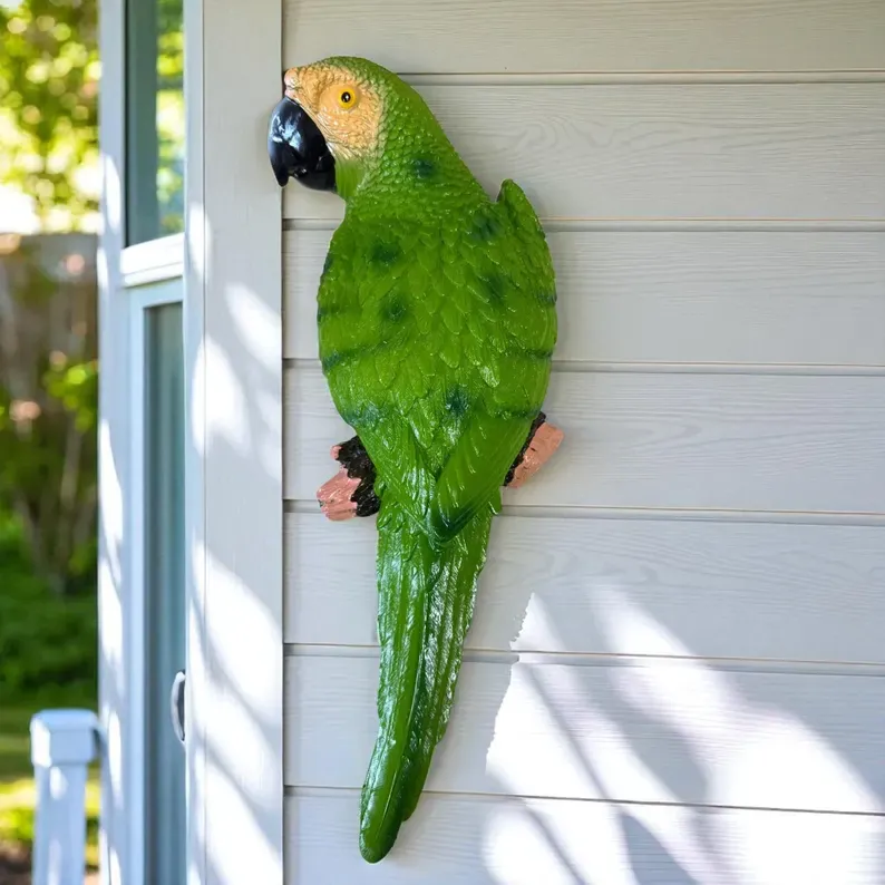 Handmade Resin Parrot Outdoor Garden Statue – Realistic Tropical Bird Decor
