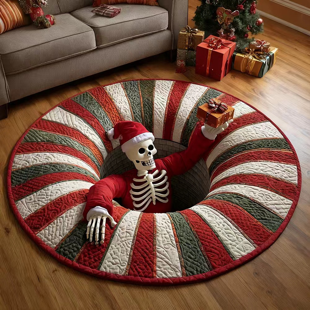 🎅Christmas Eve-themed 3D Quilted Round Mat🎄