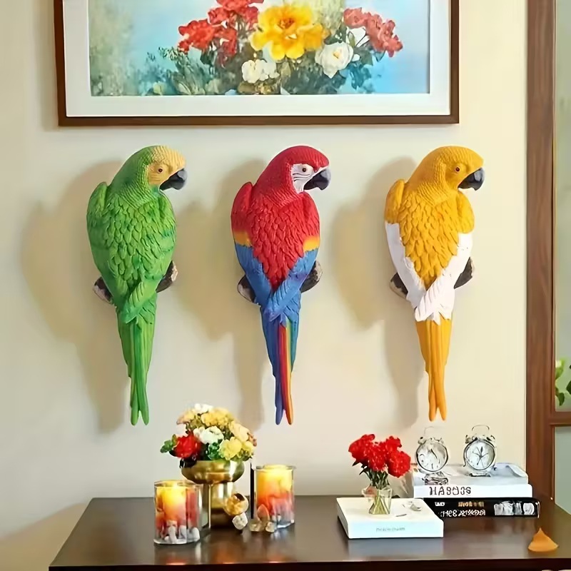 Handmade Resin Parrot Outdoor Garden Statue – Realistic Tropical Bird Decor