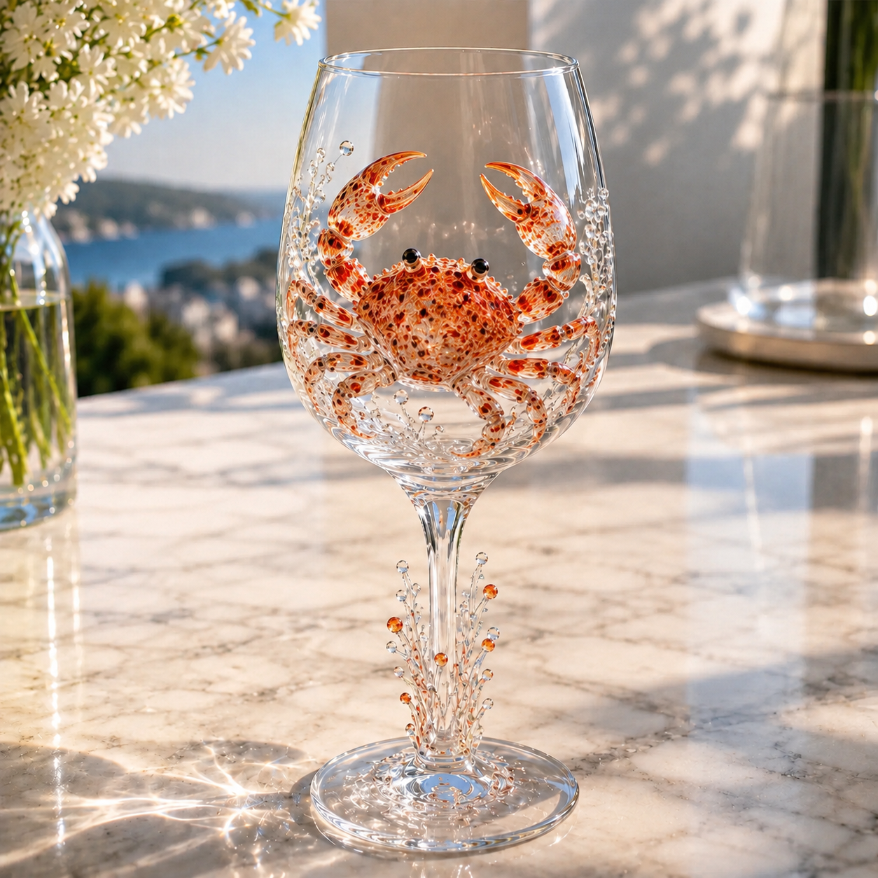🌊Ocean Treasures Handcrafted 3D Sea Life Wine Glass Collection | Ocean‑Themed Handmade Wine Glasses Set