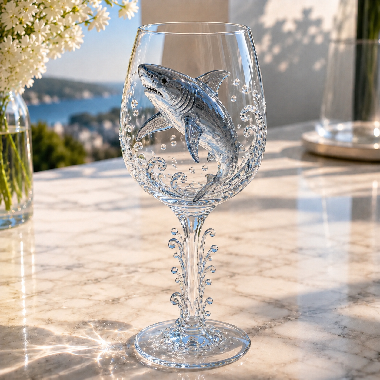 🌊Ocean Treasures Handcrafted 3D Sea Life Wine Glass Collection | Ocean‑Themed Handmade Wine Glasses Set