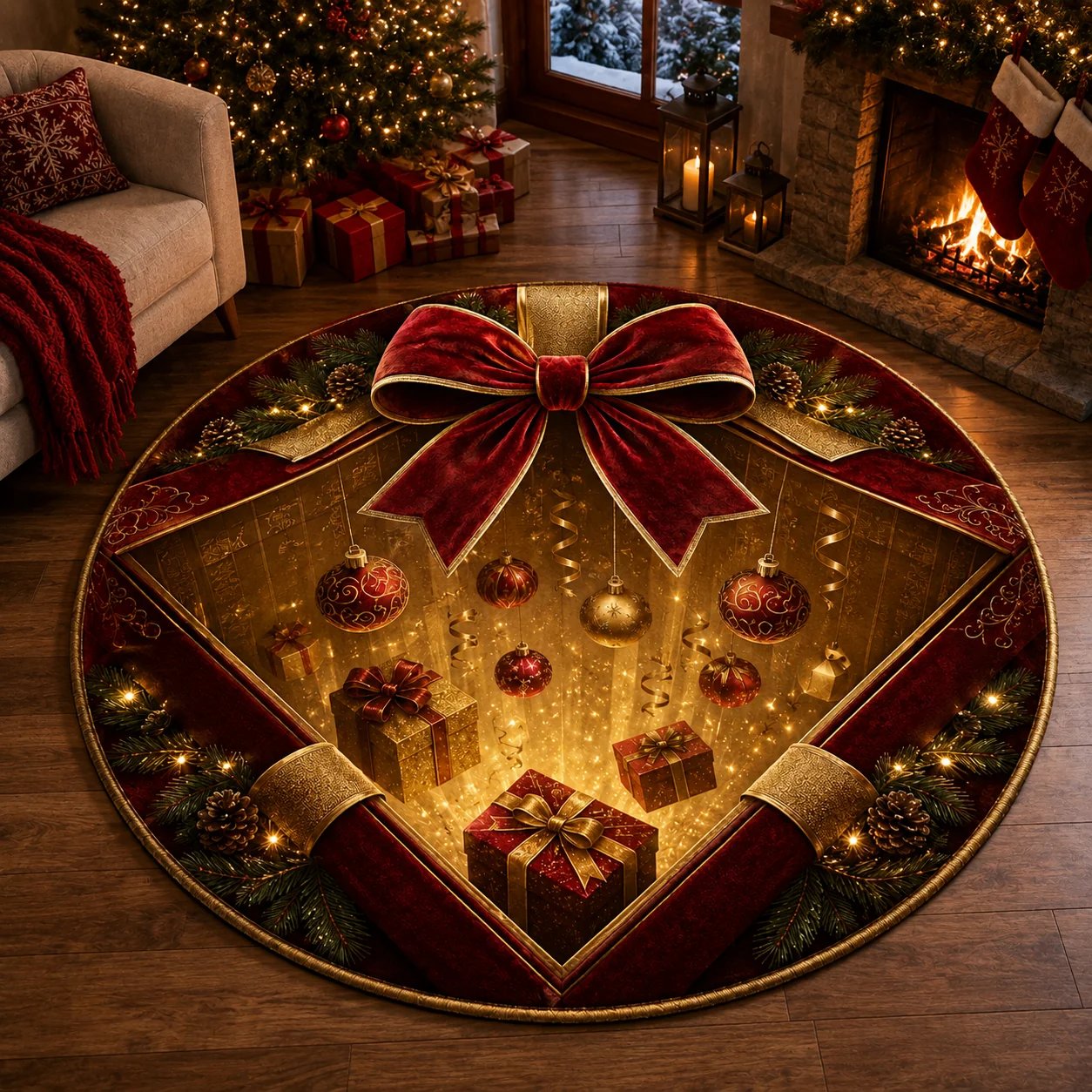 🎄 Christmas 3D Illusion Rug – Magical Holiday Portal Floor Decor
