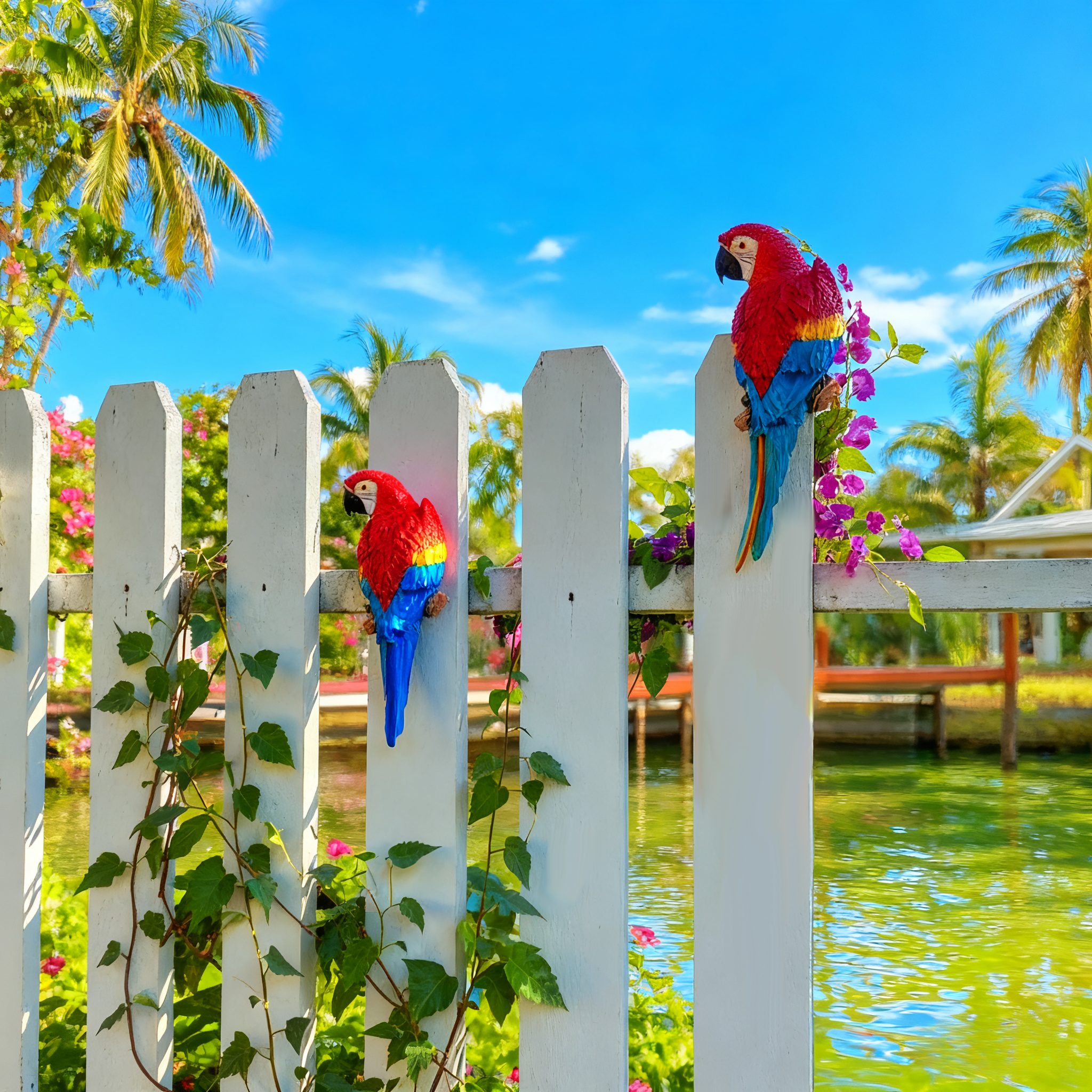 Handmade Resin Parrot Outdoor Garden Statue – Realistic Tropical Bird Decor