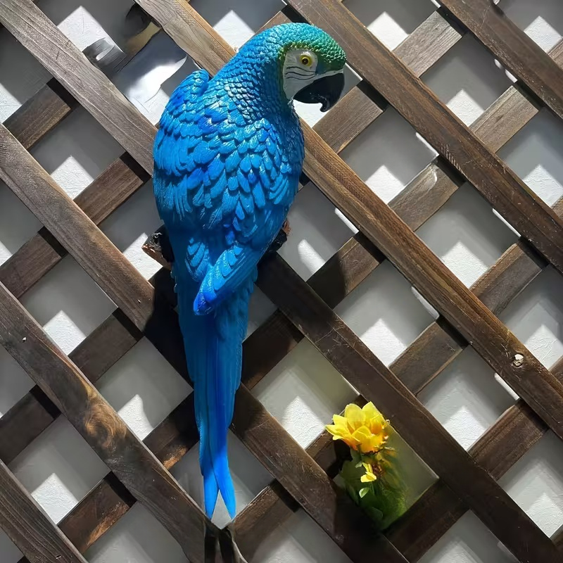 Handmade Resin Parrot Outdoor Garden Statue – Realistic Tropical Bird Decor