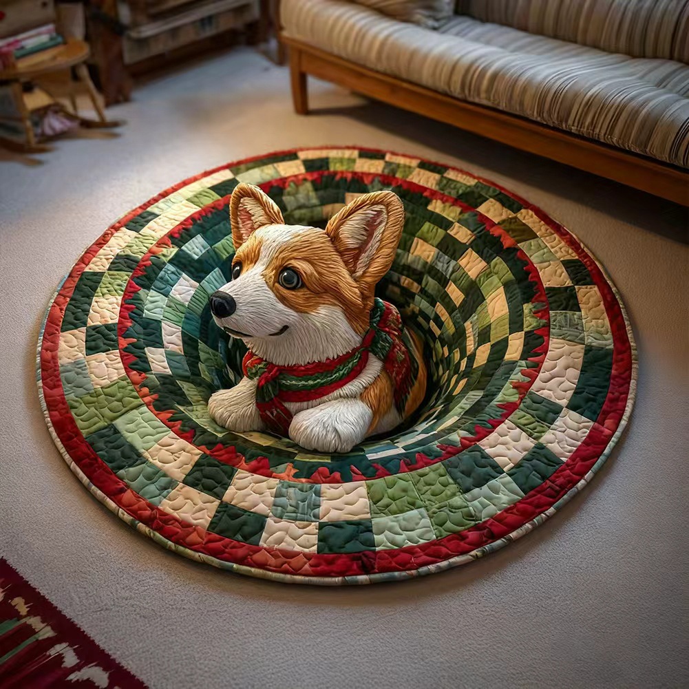 🎅Christmas Eve-themed 3D Quilted Round Mat🎄