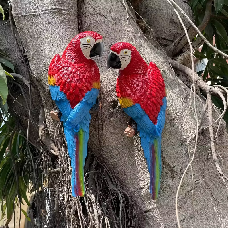 Handmade Resin Parrot Outdoor Garden Statue – Realistic Tropical Bird Decor