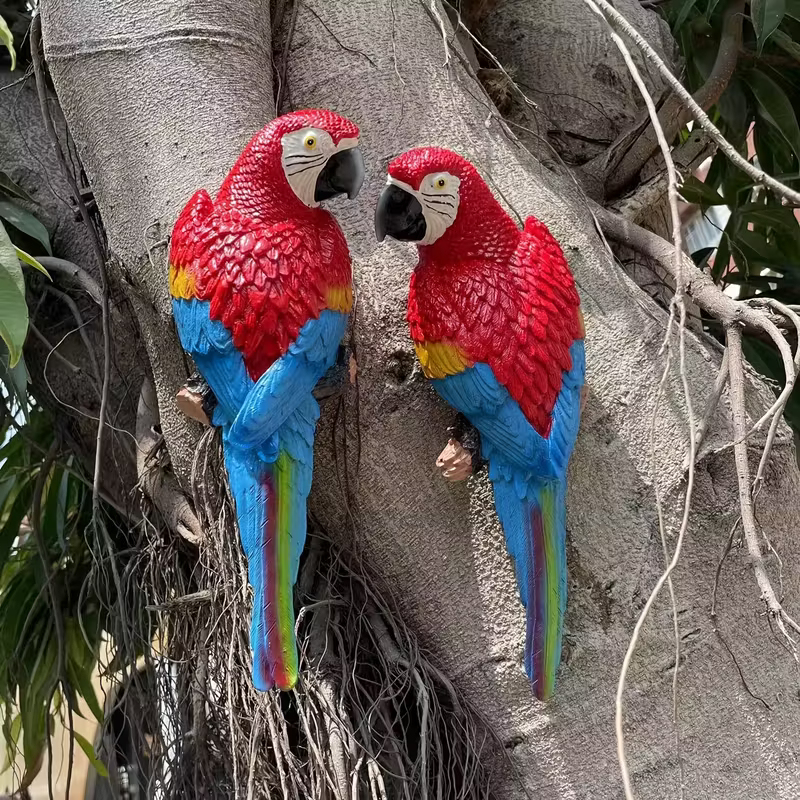 Handmade Resin Parrot Outdoor Garden Statue – Realistic Tropical Bird Decor