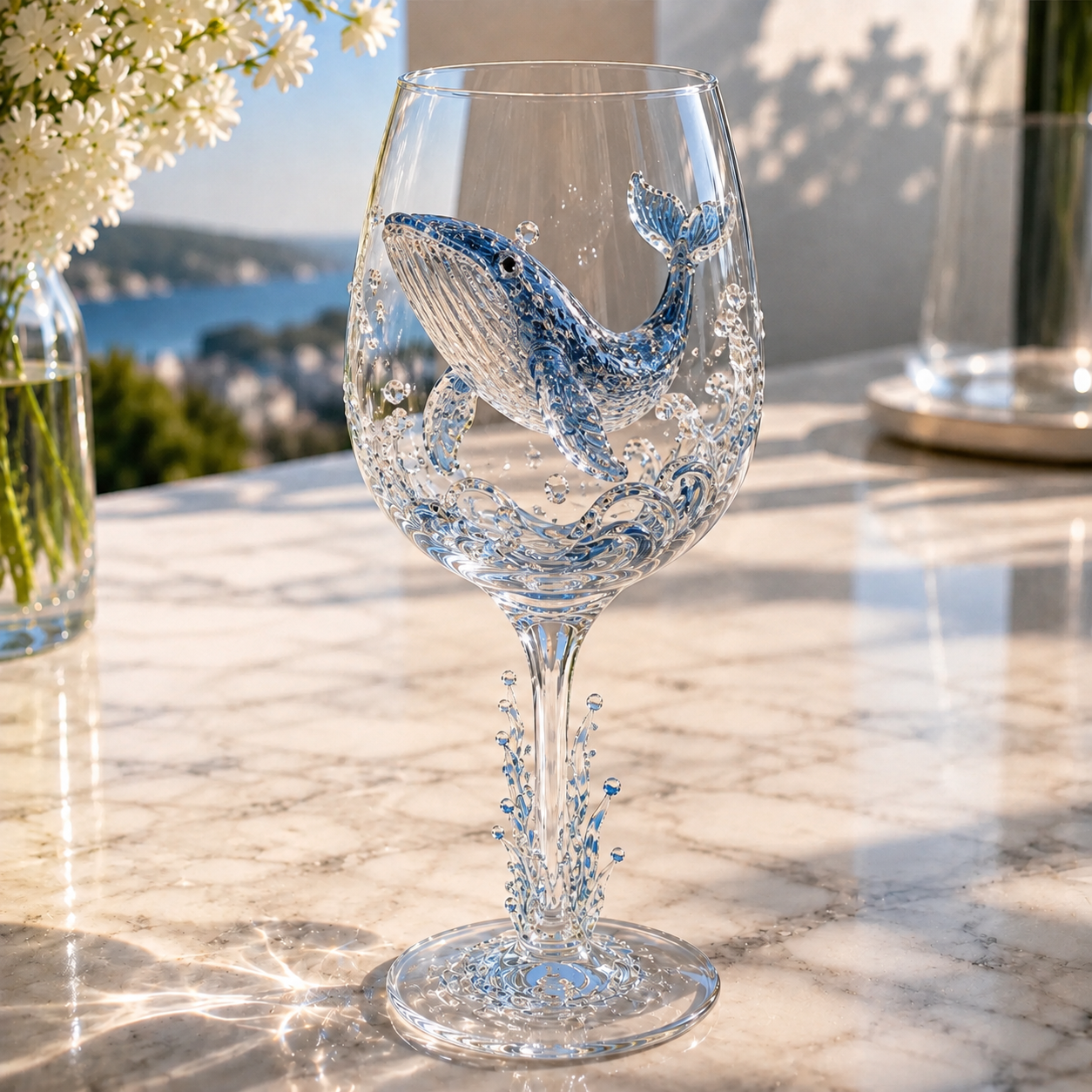 🌊Ocean Treasures Handcrafted 3D Sea Life Wine Glass Collection | Ocean‑Themed Handmade Wine Glasses Set