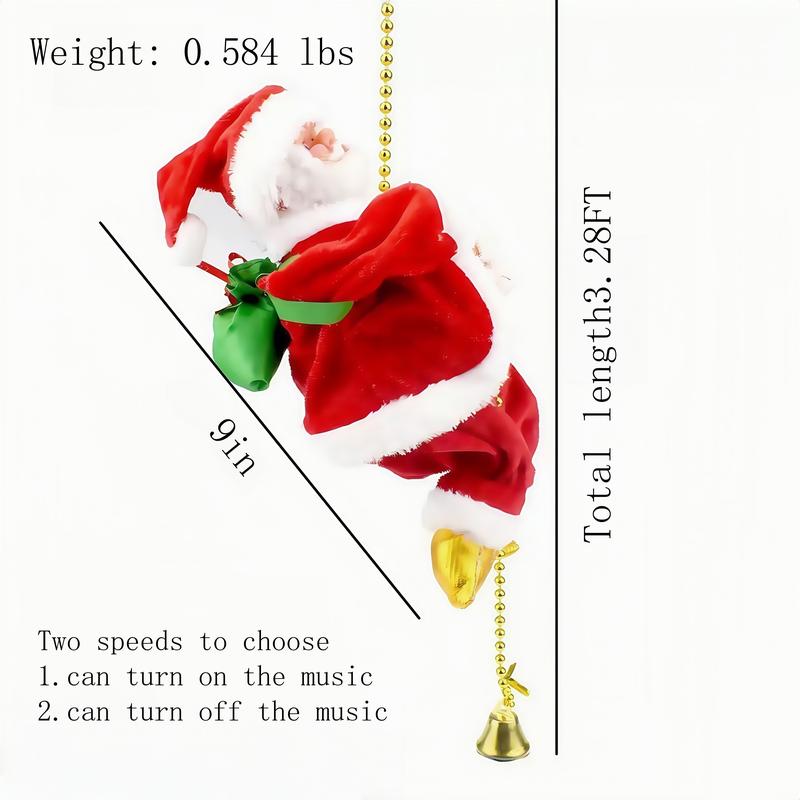 Classic Climbing Beads Santa Claus, Christmas Decorations, Battery Operated, Plastic Holiday Hanging Decorations, Batteries Provide Your Own, Suitable for Home, Kitchen, Mantelpiece, Window, Party Supplies.