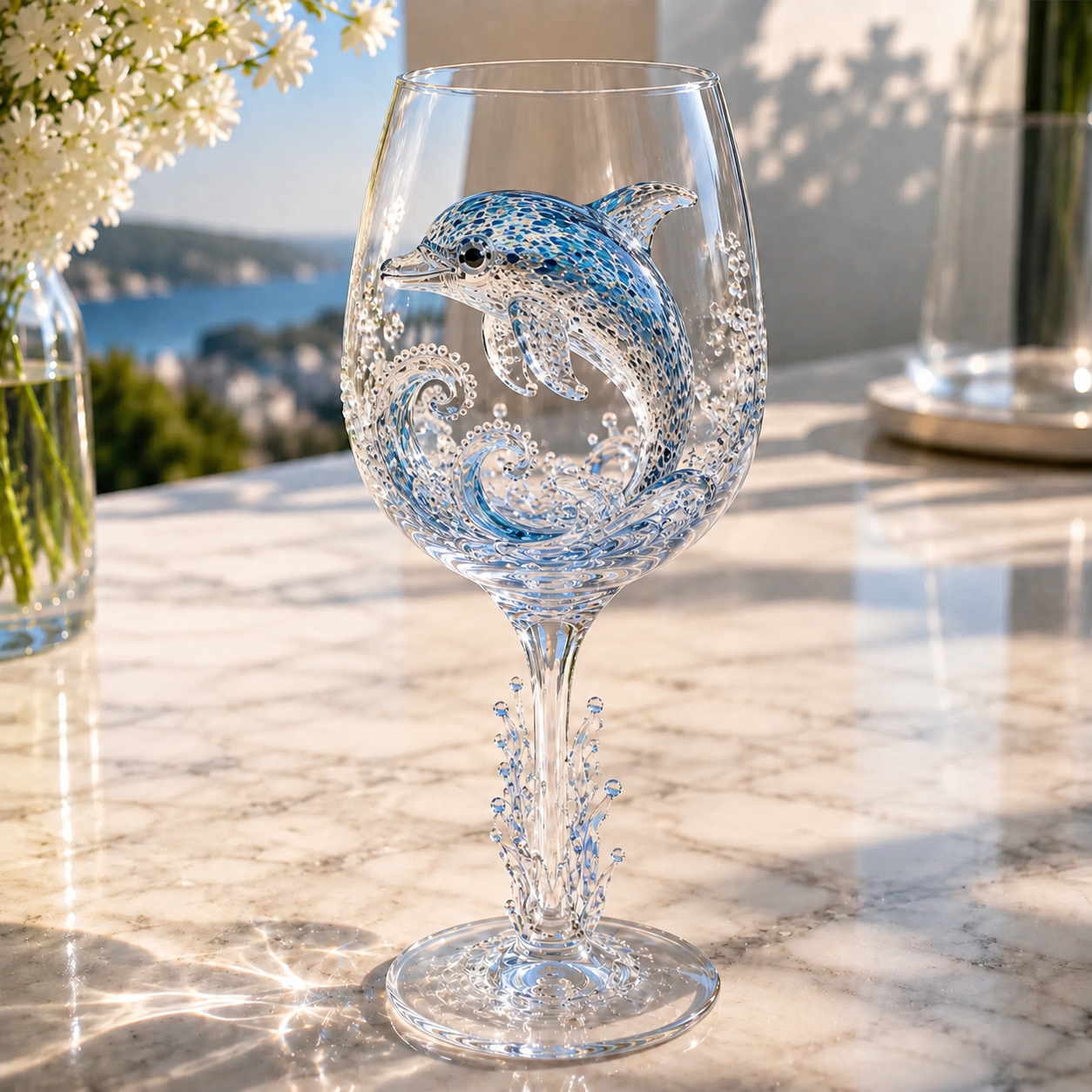 🌊Ocean Treasures Handcrafted 3D Sea Life Wine Glass Collection | Ocean‑Themed Handmade Wine Glasses Set