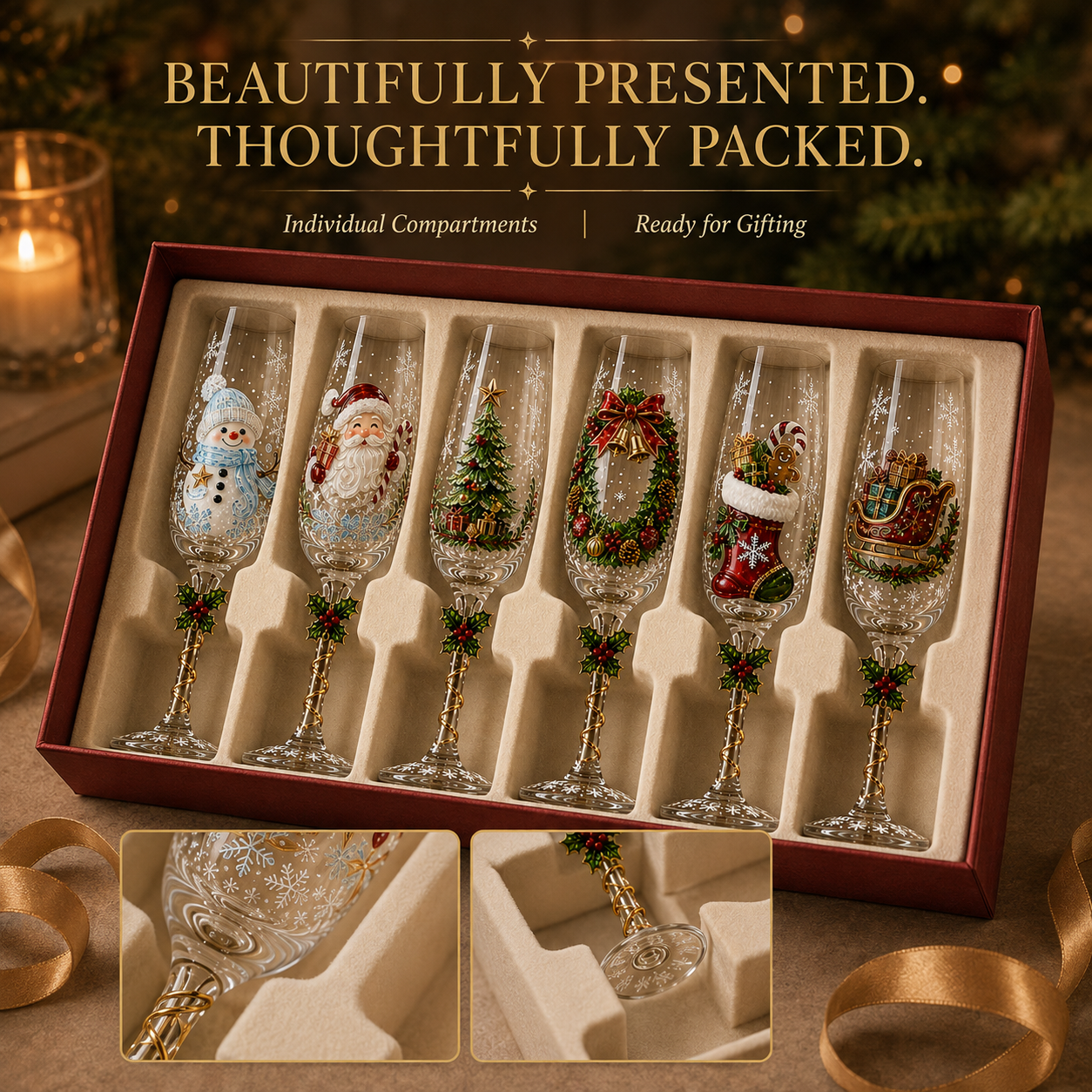 Festive Christmas glass details