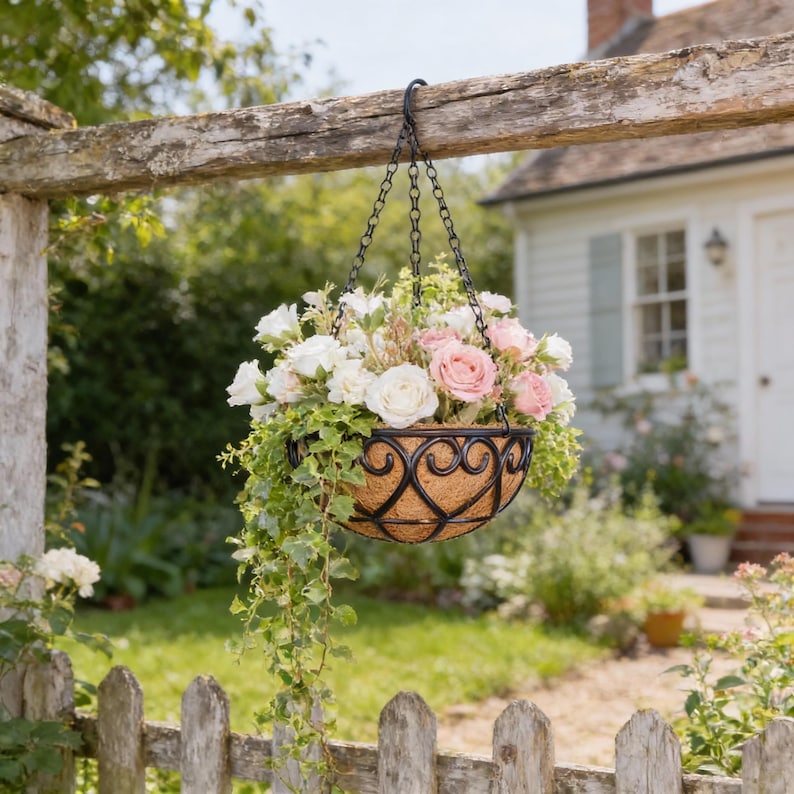 💐Coconut Brown Hanging Basket Planter with  Chain
