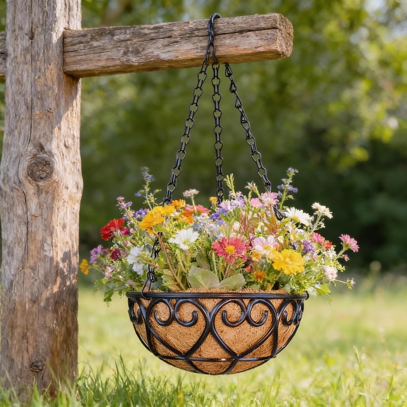 💐Coconut Brown Hanging Basket Planter with  Chain