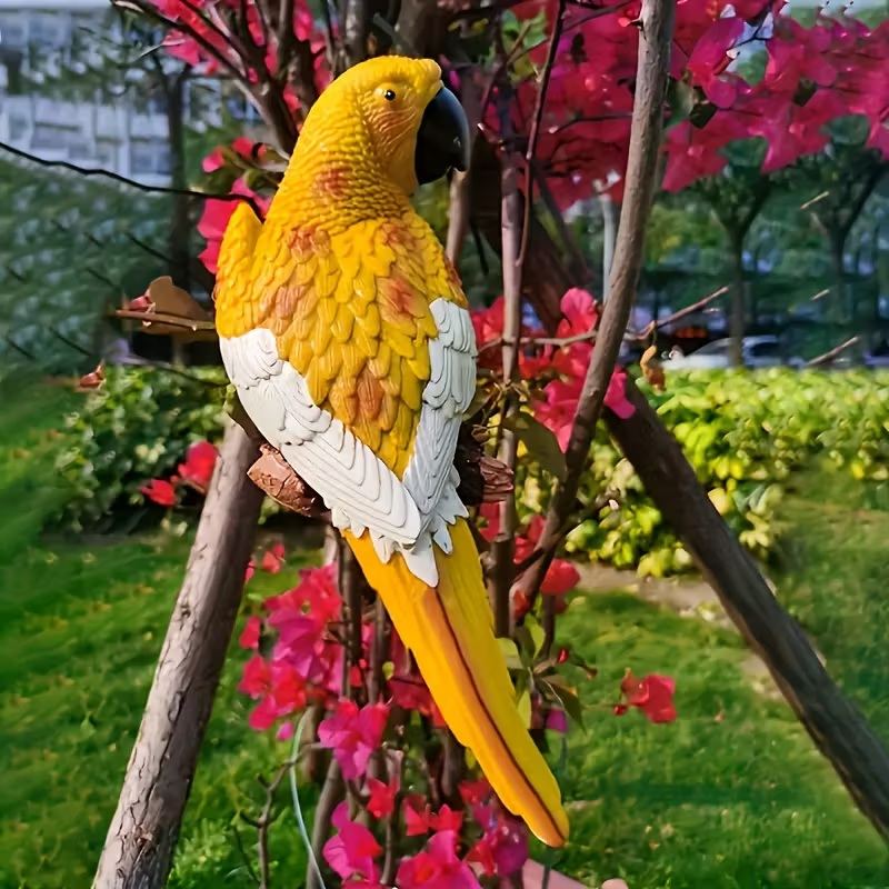 Handmade Resin Parrot Outdoor Garden Statue – Realistic Tropical Bird Decor