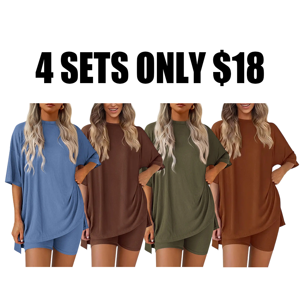Women's oversized tee and biker shorts set gallery view 18