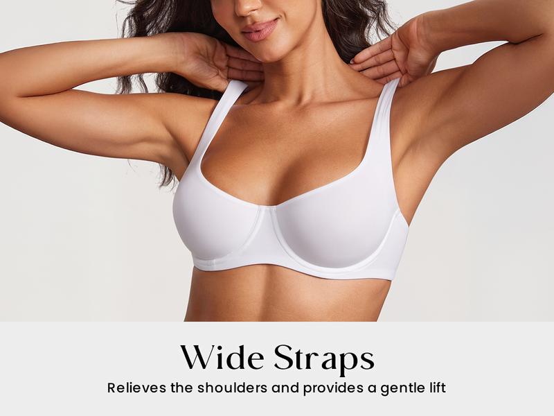 DOBREVA Women's Unlined Balconette Bra Underwire Supportive Plus Size Smooth Scoop Neck no padded