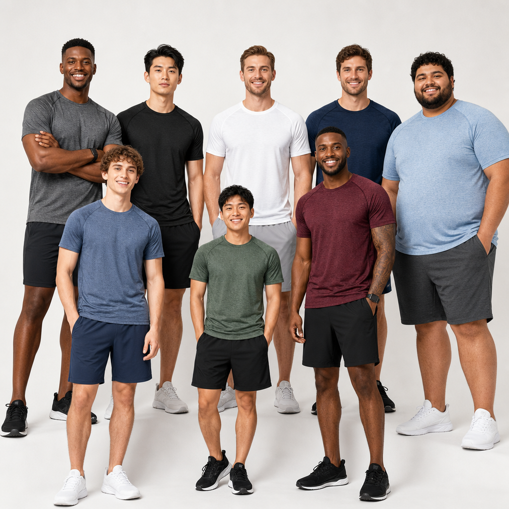 8-man group image showing color range and athletic fit