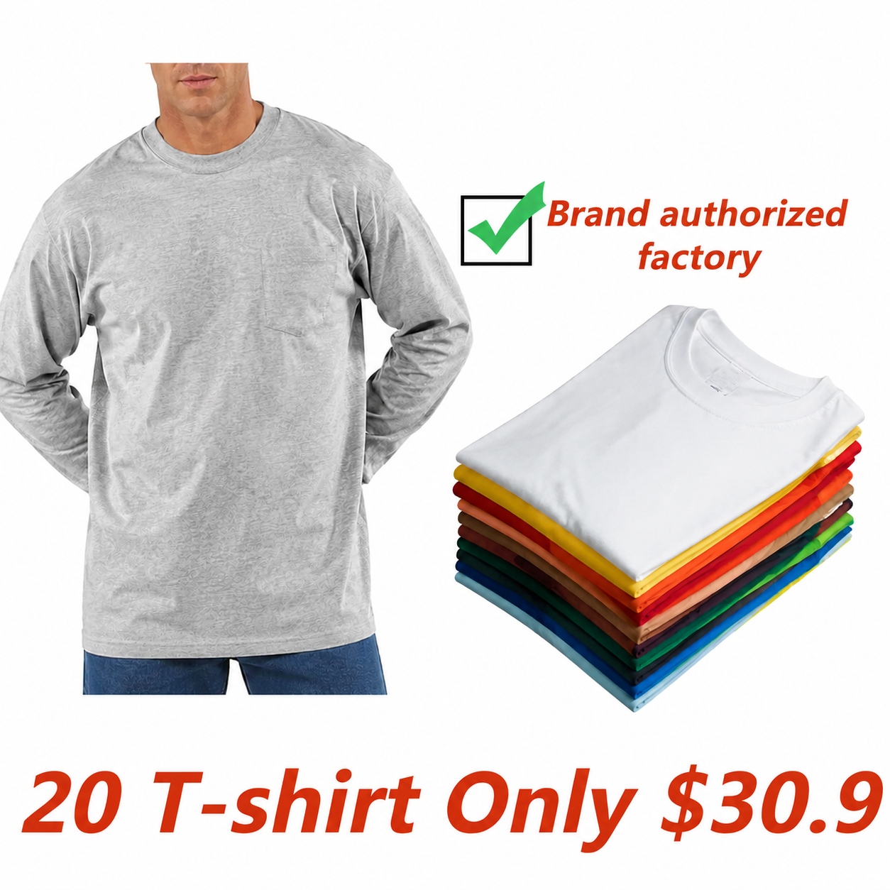Men's Heavyweight Work Tee - Pocket Shirt (Loose Fit, Made for Regular Wear)