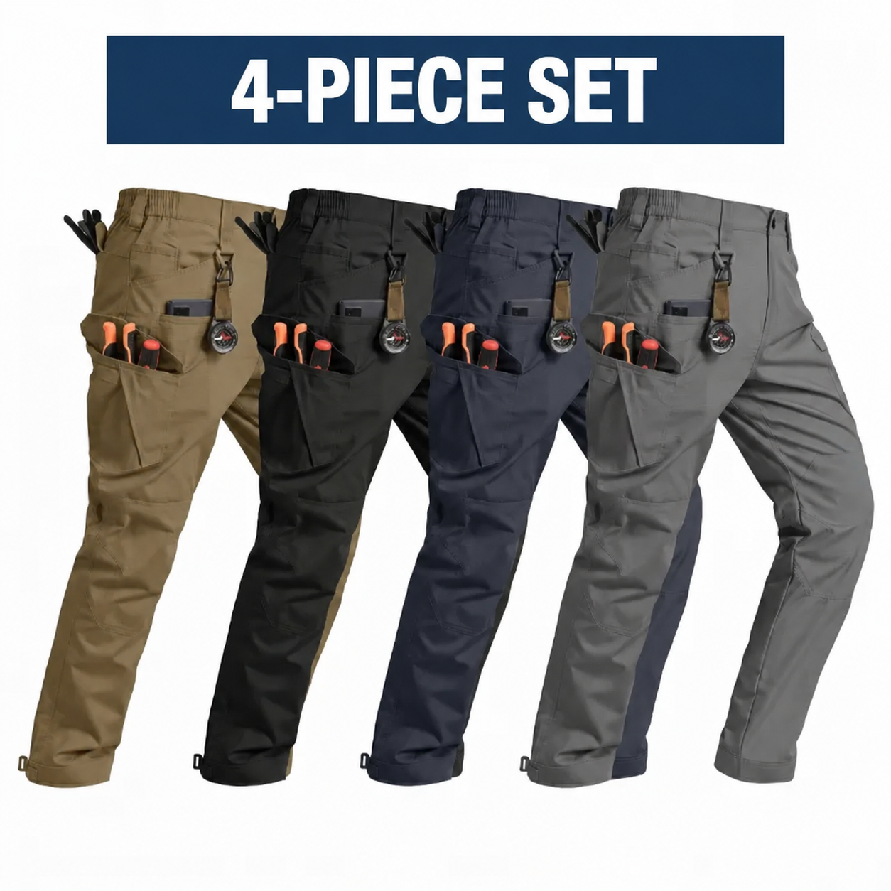 Men's Flex Stretch Tactical Pants, Water Resistant Ripstop Cargo Pants