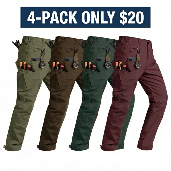 Men's Flex Stretch Tactical Pants, Water Resistant Ripstop Cargo Pants