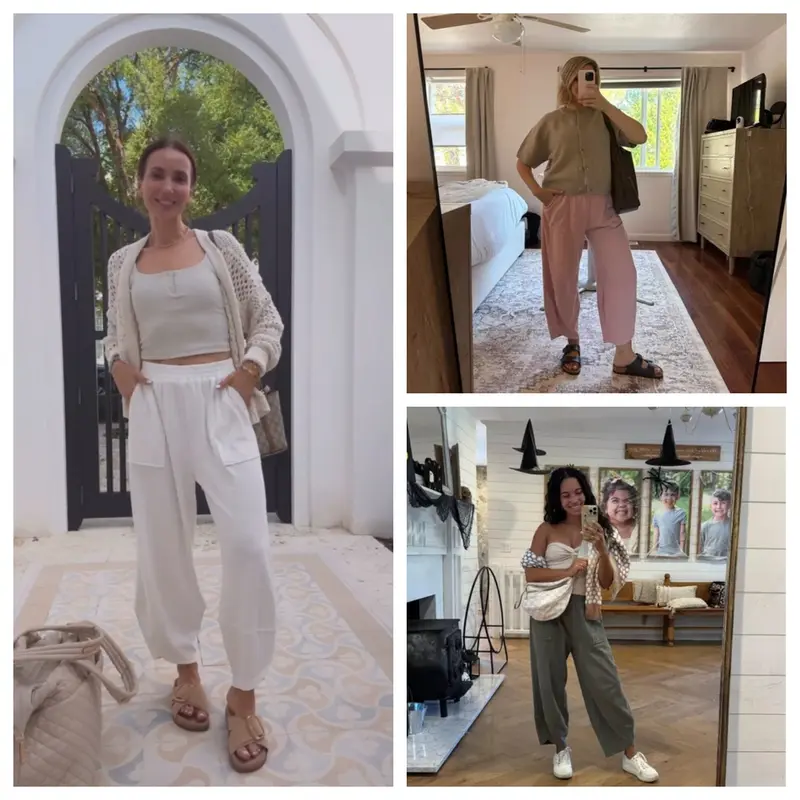 🛒 90% OFF NOW!Womens Baggy Wide Leg Pants Casual Elastic Waisted Palazzo Harem Pants With Pockets（Note: Colors are customizable.)