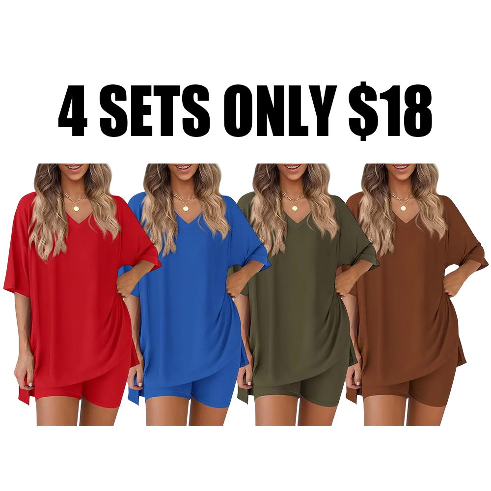 Women's oversized tee and biker shorts set gallery view 40