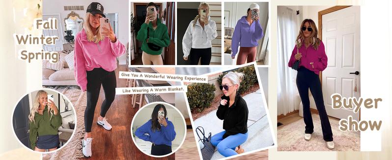 FISOEW Womens Sweatshirts Half Zipper Crop Pullover Funnel Neck Fleece Lined Zip Up Long Sleeve Tops Thumb Hole Hoodie Casual hoodies women parke mockneck sweatshirt essential hoodies sweatshirts
