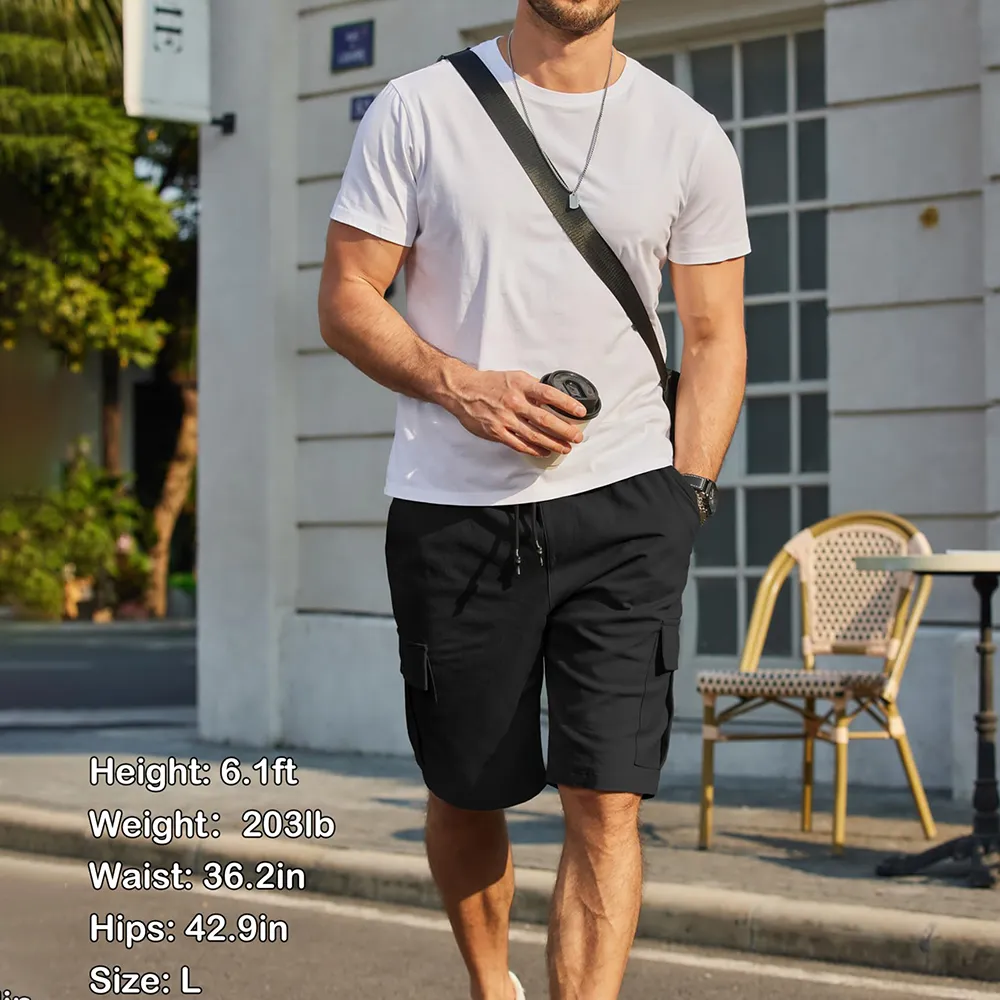Men's Pockets Drawstring Cargo Shorts（Note: Colors are customizable.）