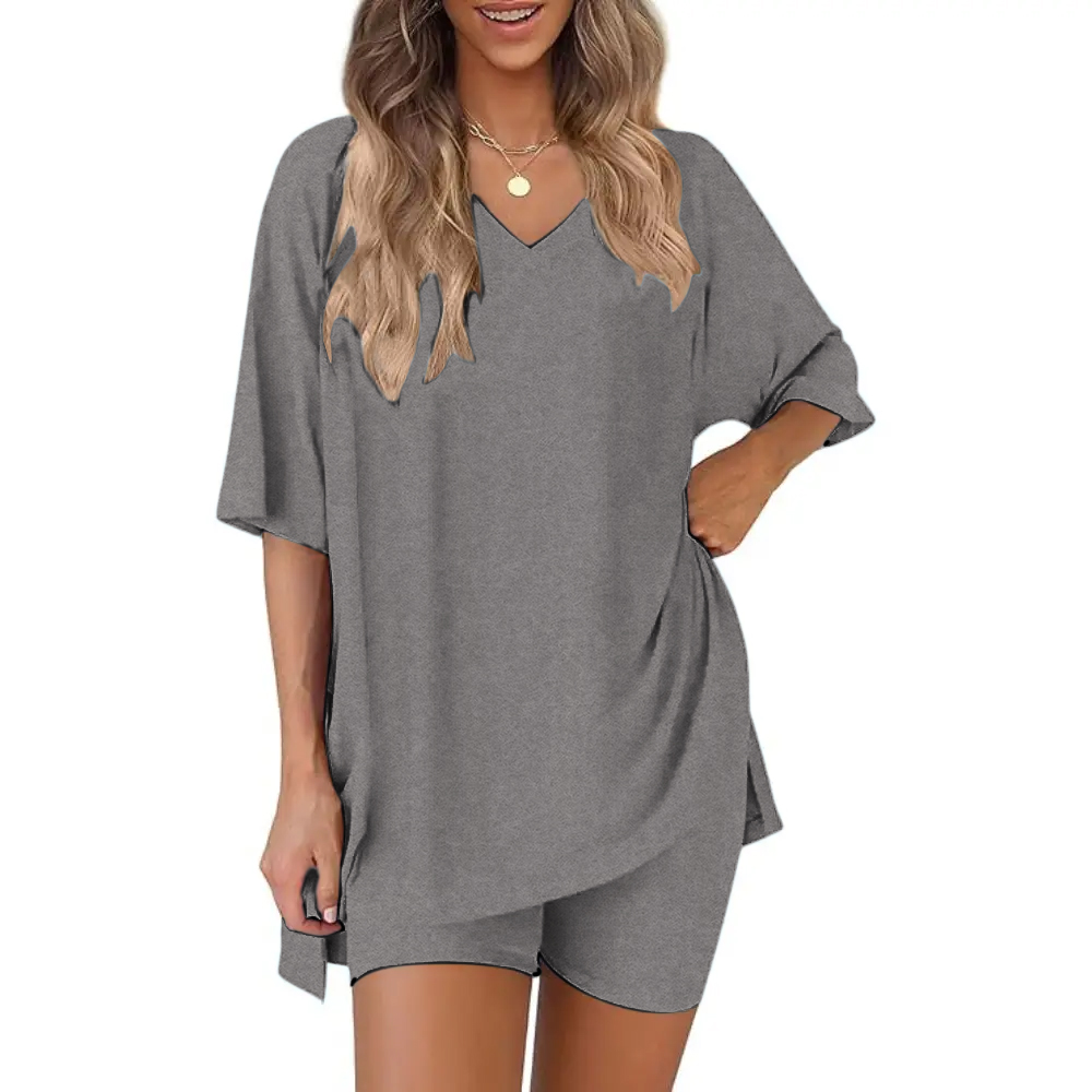 Women's oversized tee and biker shorts set gallery view 47