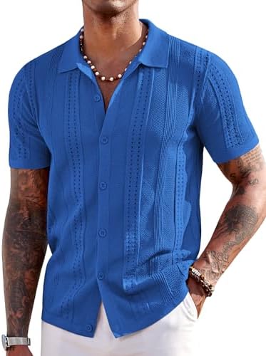 Men's textured knit button-up shirt image 21
