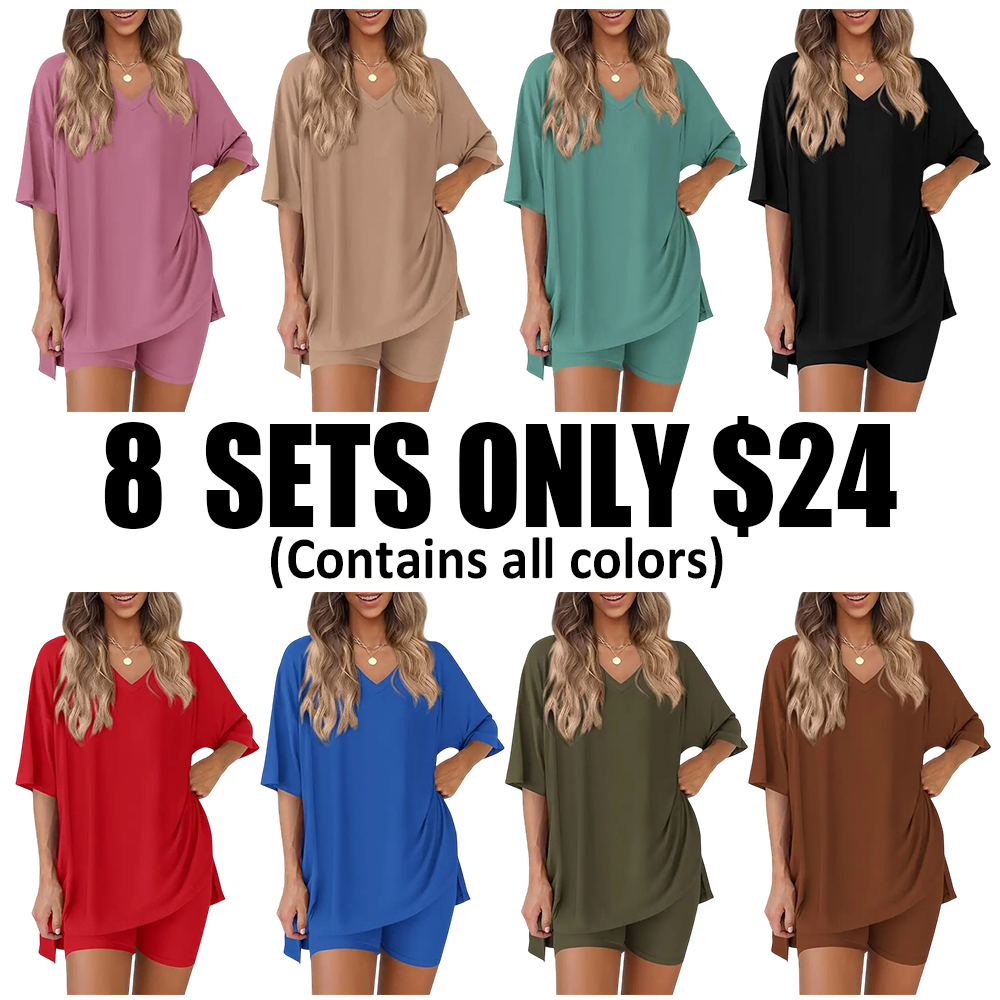 Women's oversized tee and biker shorts set gallery view 41