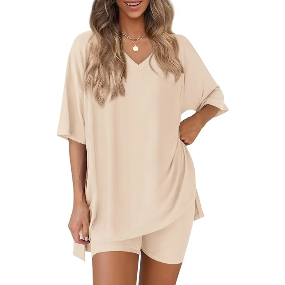 Women's oversized tee and biker shorts set gallery view 48