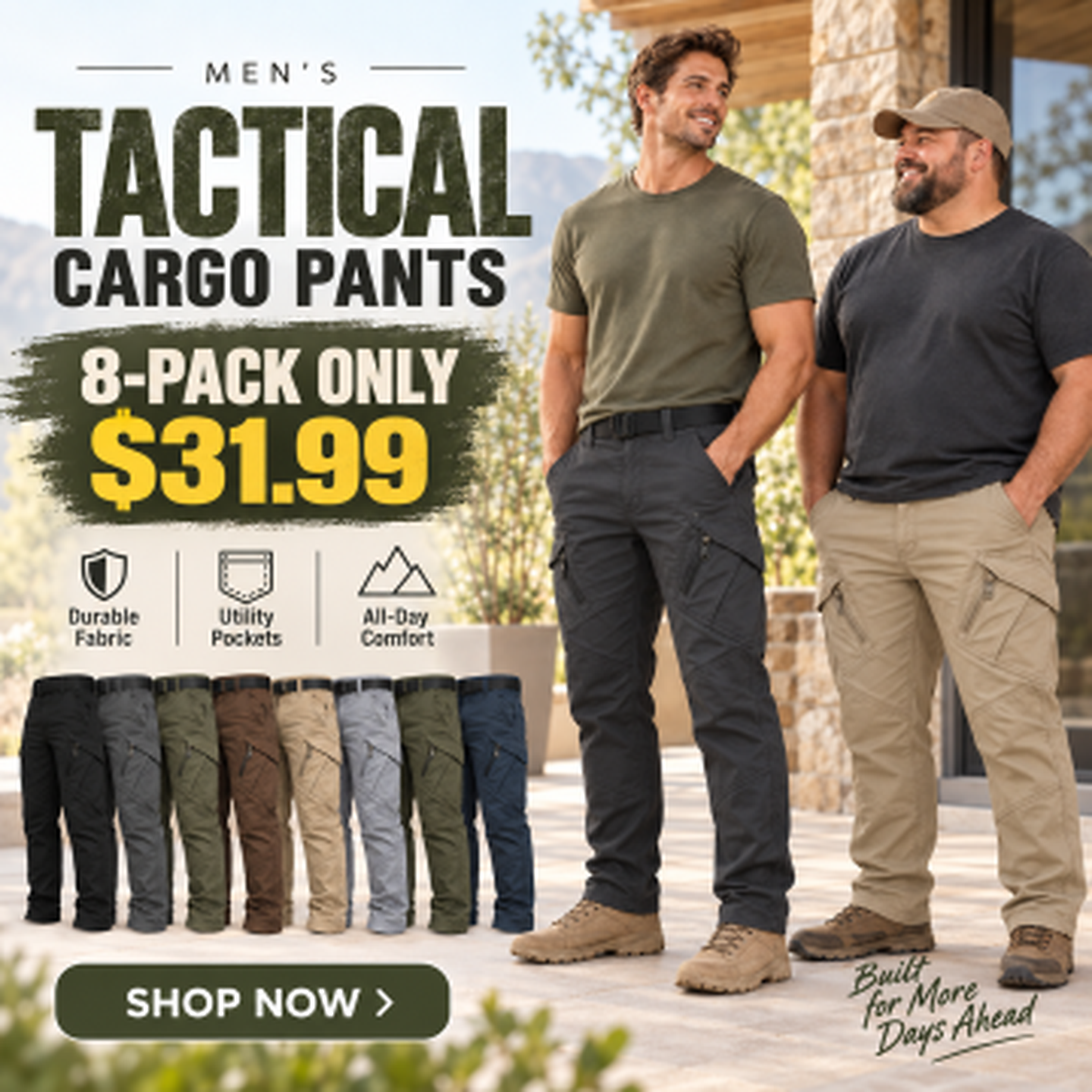 Men's Multi-Pocket Lightweight Casual Work Pants