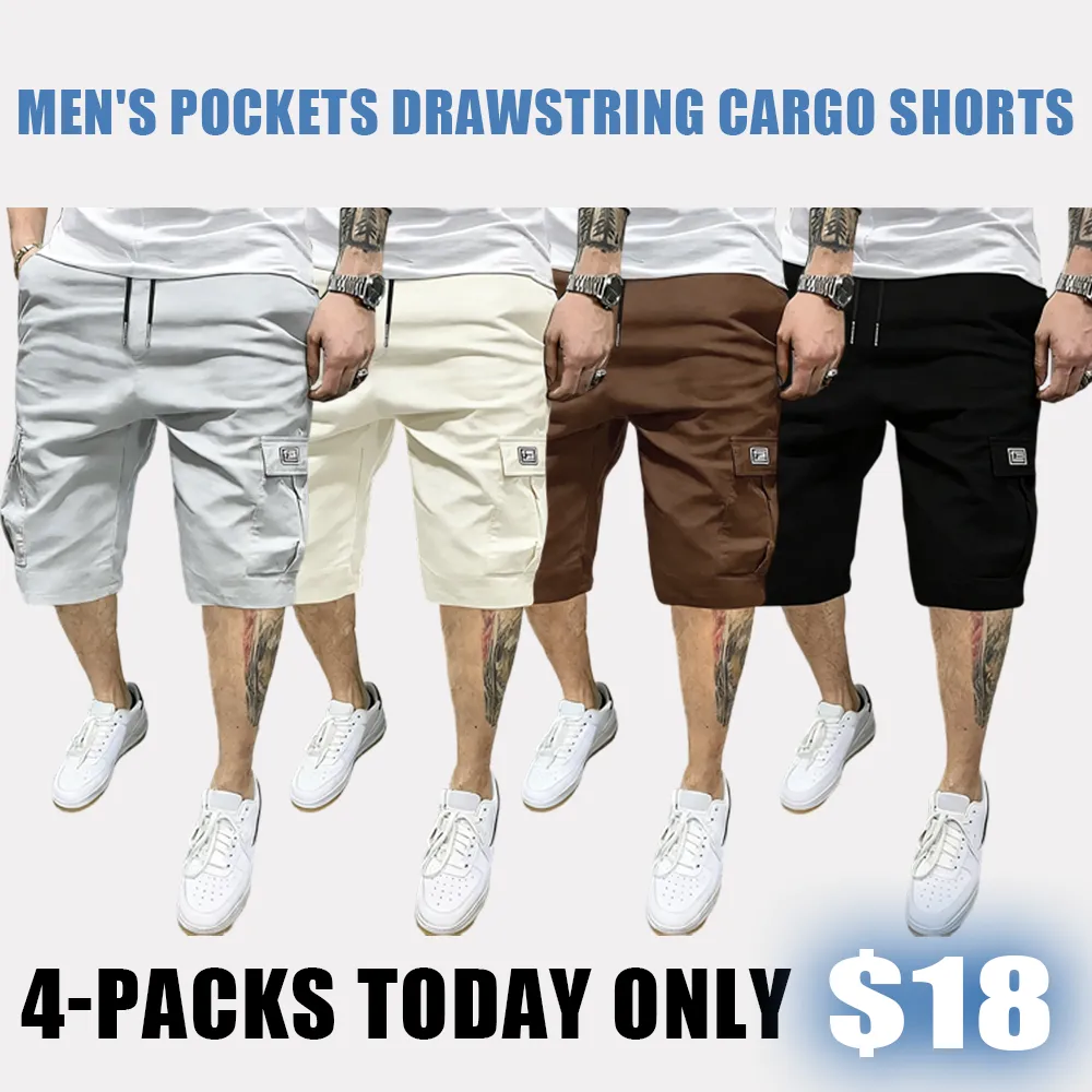 Men's Pockets Drawstring Cargo Shorts（Note: Colors are customizable.）
