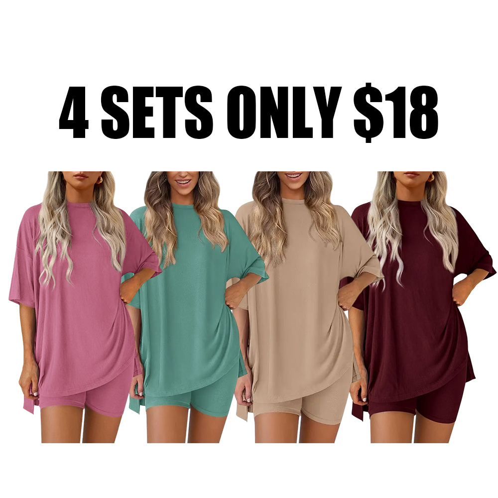 Women's oversized tee and biker shorts set gallery view 13